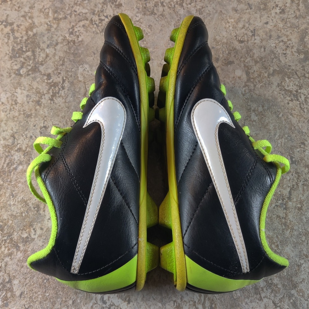 NIKE Black Green Yellow Soccer Cleats Youth Size US 4Y Shoes 509035-013